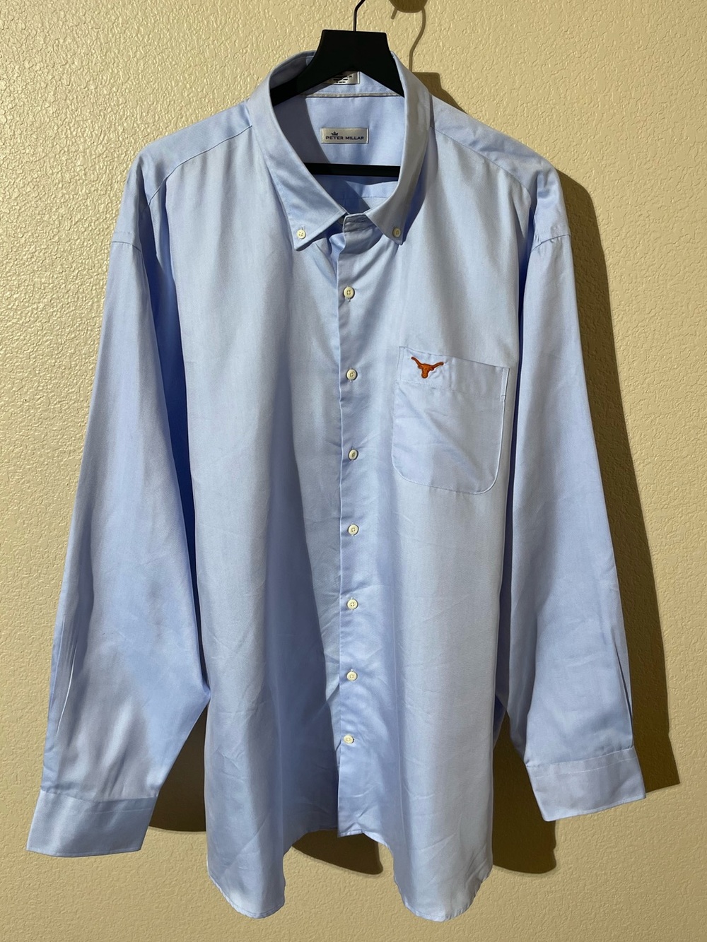 Peter Millar Light Blue Button-Up Dress Shirt with Pocket Logo